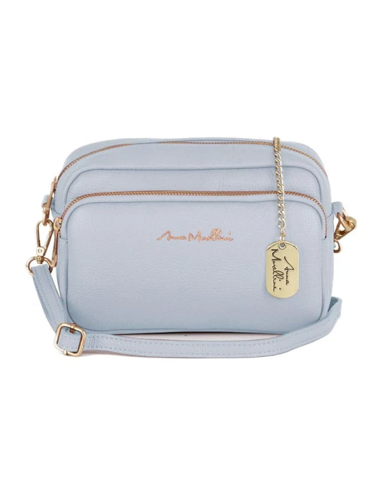 Zdjęcie produktu Anna Morellini Skórzana torebka "Tabita" w kolorze błękitnym - 22 x 15 x 10 cm rozmiar: onesize