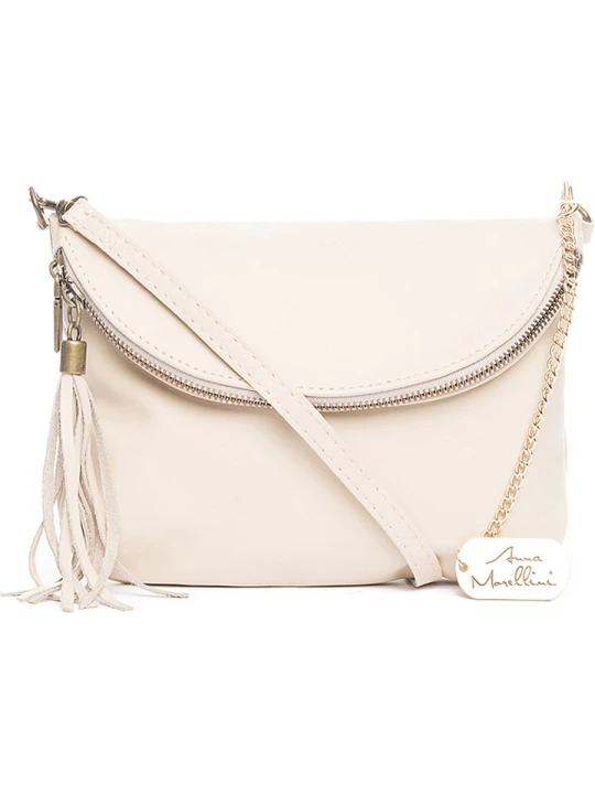 Zdjęcie produktu Anna Morellini Skórzana torebka w kolorze beżowym - 22 x 18 x 2 cm rozmiar: onesize