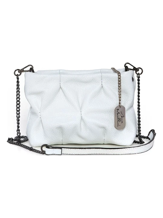 Zdjęcie produktu Anna Morellini Skórzana torebka w kolorze białym - 20 x 14 x 9 cm rozmiar: onesize