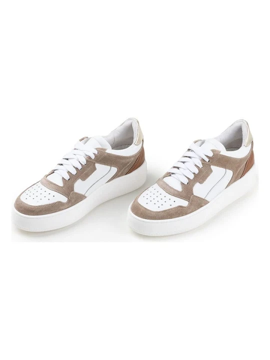 Zdjęcie produktu Anna Morellini Skórzane sneakersy "Stelda" w kolorze biało-brązowym rozmiar: 41