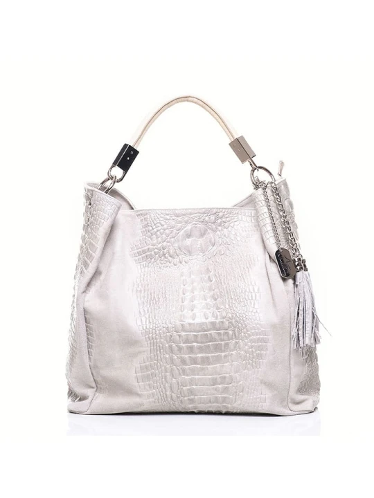 Zdjęcie produktu Anna Morellini Skórzany shopper bag "Allessandra" w kolorze srebrnym - 38 x 36 x 14 cm rozmiar: onesize