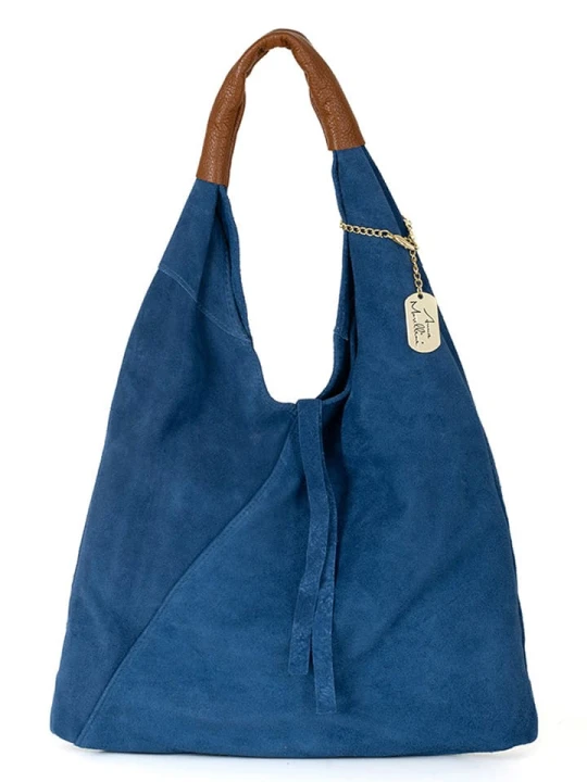 Zdjęcie produktu Anna Morellini Skórzany shopper bag "Eleonora" w kolorze niebieskim - 40 x 31 x 2 cm rozmiar: onesize