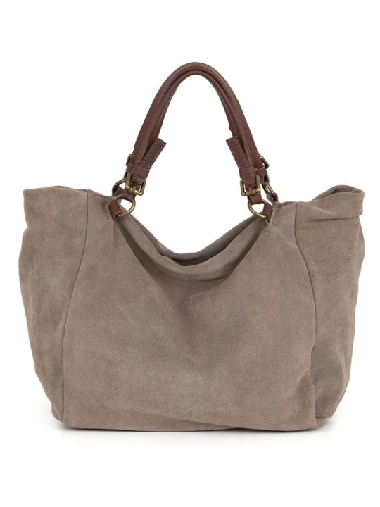 Zdjęcie produktu Anna Morellini Skórzany shopper bag "Gimignano" w kolorze szarobrązowym - 45 x 50 x 20 cm rozmiar: onesize