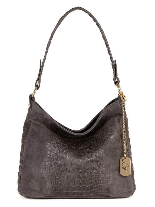 Zdjęcie produktu Anna Morellini Skórzany shopper bag "Linda" w kolorze szarym - 29 x 24 x 8 cm rozmiar: onesize
