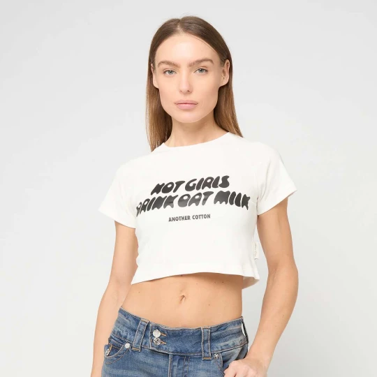 Zdjęcie produktu Hot Girls Crop T-Shirt WMN Another Cotton Lab biały