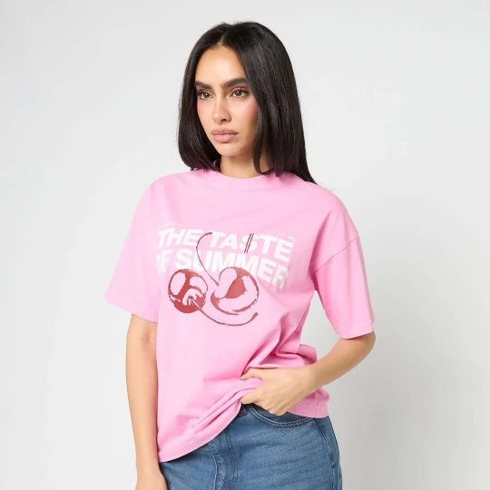 Zdjęcie produktu Taste of Summer Washed T-Shirt Another Cotton Lab różowy