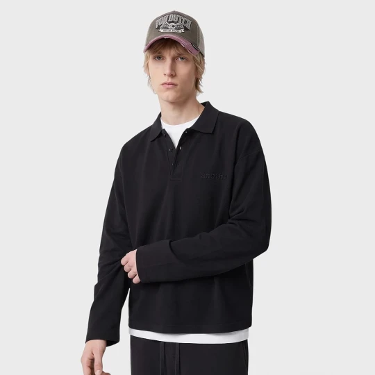 Zdjęcie produktu Another Longsleeve Piqué Polo Shirt Another Cotton Lab czarny