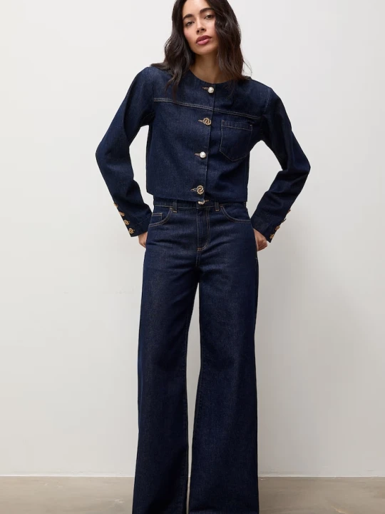 Zdjęcie produktu Answear.LAB jeansy wide leg damskie granatowy