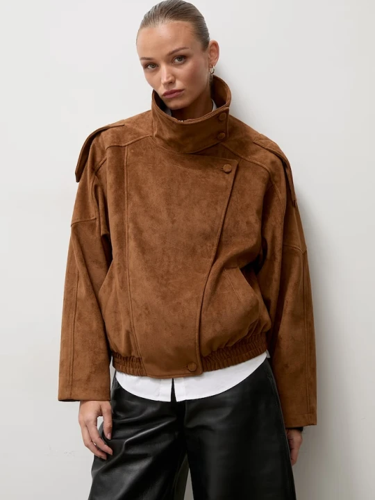 Zdjęcie produktu Answear.LAB kurtka damska z imitacji zamszu brązowy