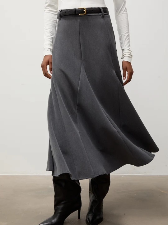 Zdjęcie produktu Answear.LAB spódnica rozkloszowana z wiskozą szary