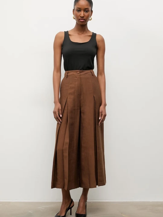 Zdjęcie produktu Answear.LAB spodnie culottes damskie z lyocellem brązowy