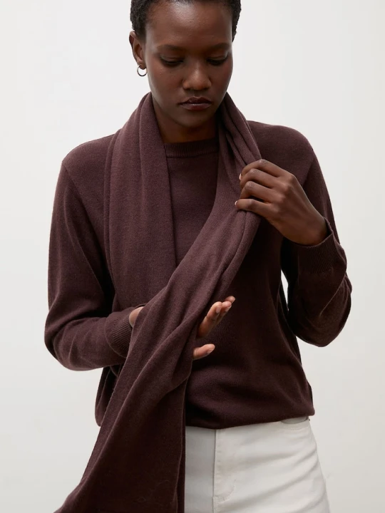 Zdjęcie produktu Answear.LAB sweter damski z wełny merino z szalem brązowy