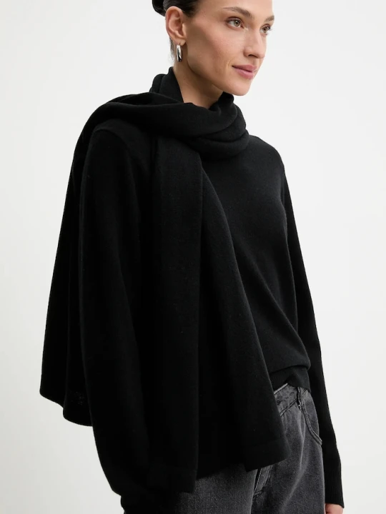 Zdjęcie produktu Answear.LAB sweter z wełny merino z szalem czarny
