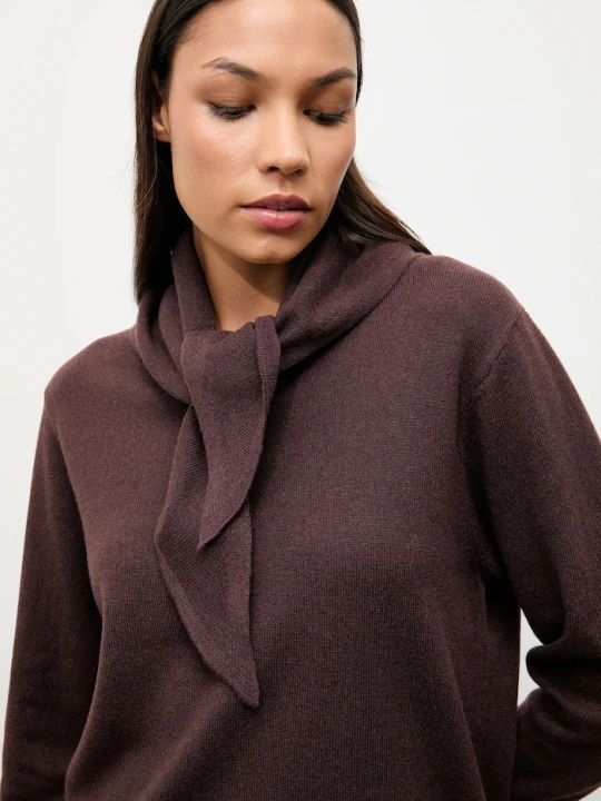 Zdjęcie produktu Answear.LAB sweter z wełny merino z apaszką brązowy