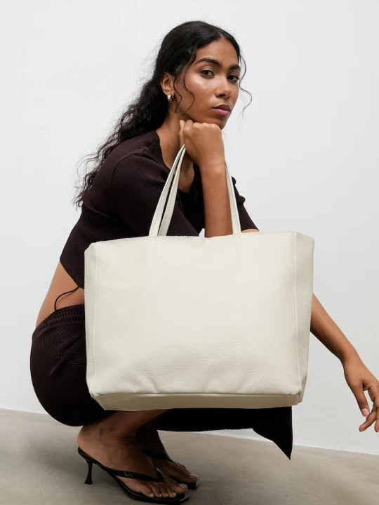 Zdjęcie produktu Answear.LAB torebka shopper damska skórzana beżowy