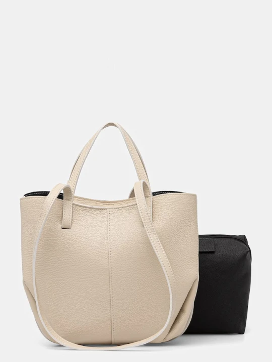 Zdjęcie produktu Answear.LAB torebka shopper damska skórzana beżowy