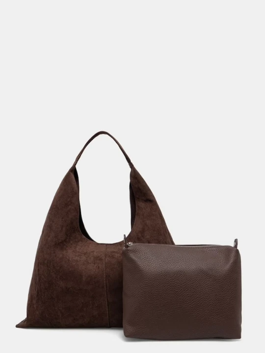 Zdjęcie produktu Answear.LAB torebka shopper damska z imitacji zamszu brązowy