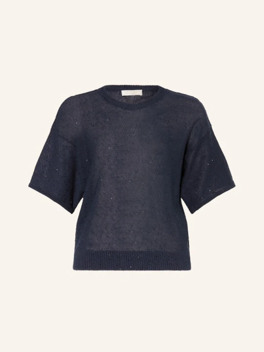Zdjęcie produktu Antonelli Firenze Sweter Z Dzianiny Zagara Z Lnem I Cekinami blau GRANATOWY