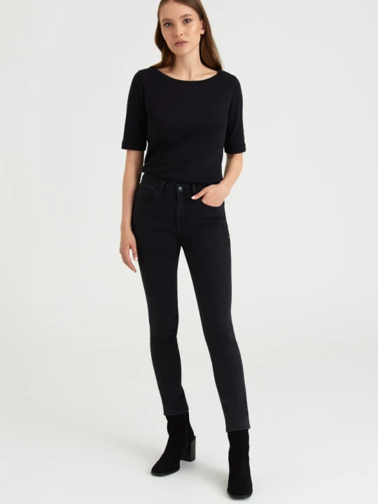 Zdjęcie produktu Antracytowe jeansy slim fit z regularnym stanem Greenpoint szary