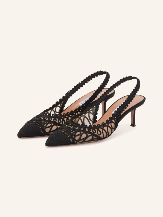 Zdjęcie produktu Aquazzura Czółenka Z Paskiem Kahlo schwarz CZARNY