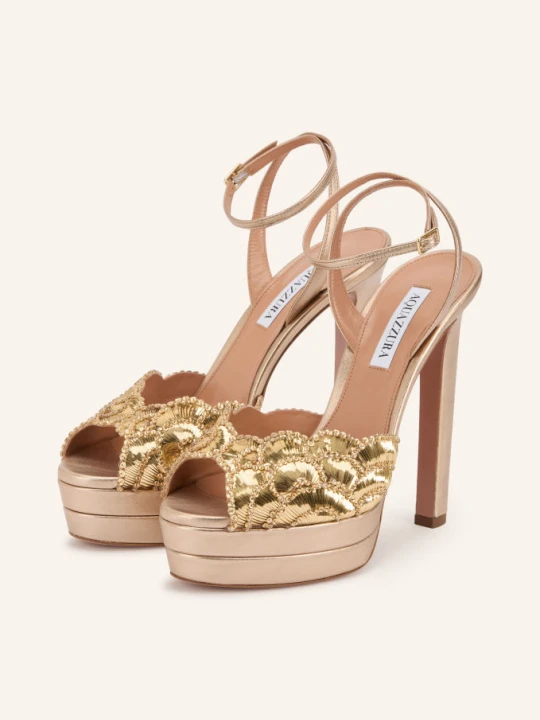 Zdjęcie produktu Aquazzura Sandały Na Obcasie Ce Soir Z Kamyczkami Ozdobnymi gold