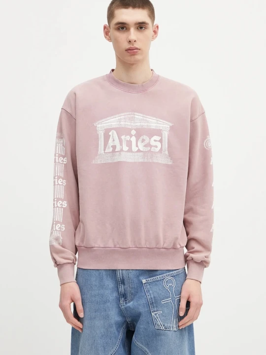 Zdjęcie produktu Aries bluza bawełniana Aged Ancient Column Sweat różowy