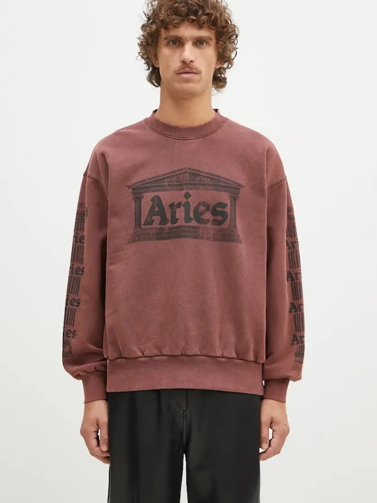 Zdjęcie produktu Aries bluza bawełniana Aged Ancient Column Sweat bordowy