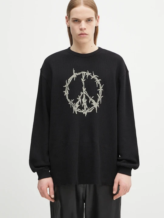 Zdjęcie produktu Aries bluza bawełniana Peace Press Gothic Waffle LS Tee czarny