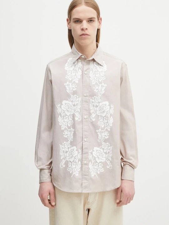 Zdjęcie produktu Aries koszula bawełniana Lace Overprinted Poplin Shirt beżowy