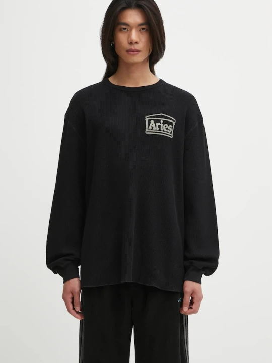 Zdjęcie produktu Aries longsleeve bawełniany Reversible Temple czarny