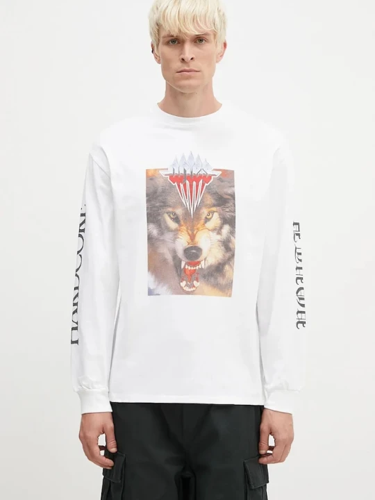 Zdjęcie produktu Aries longsleeve bawełniany Wolf Longsleeve Tee biały