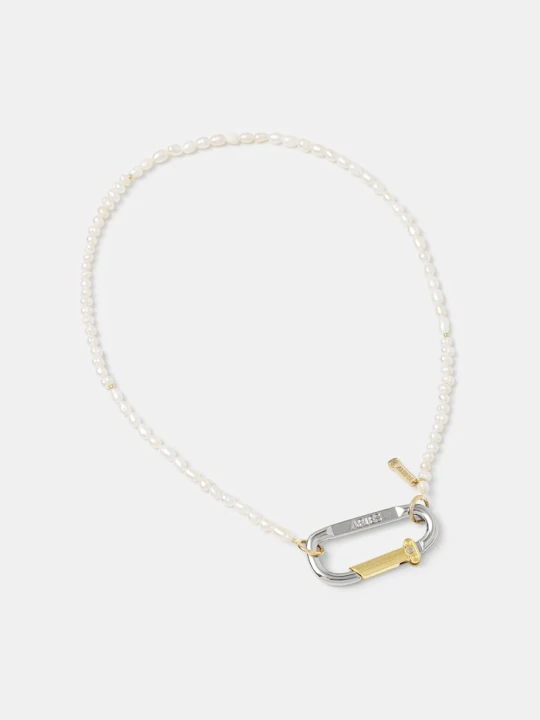 Zdjęcie produktu Aries naszyjnik Mini Carabiner Pearl Necklace beżowy
