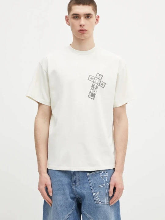 Zdjęcie produktu Aries t-shirt bawełniany Faded God Town SS Tee beżowy