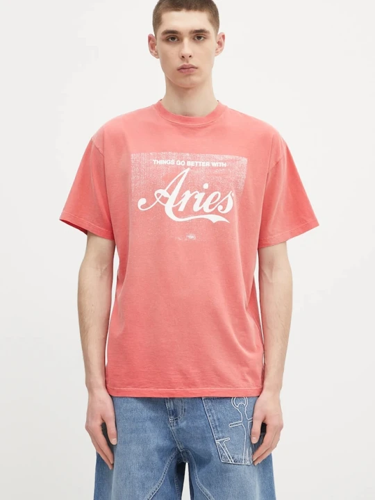 Zdjęcie produktu Aries t-shirt bawełniany Sunbleached Cola SS Tee czerwony