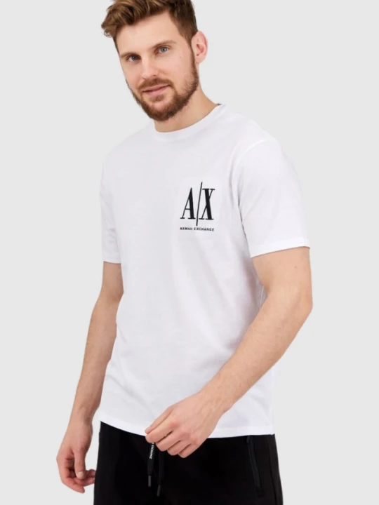 Zdjęcie produktu ARMANI EXCHANGE Biały t-shirt męski z wyszywanym logo, Rozmiar S