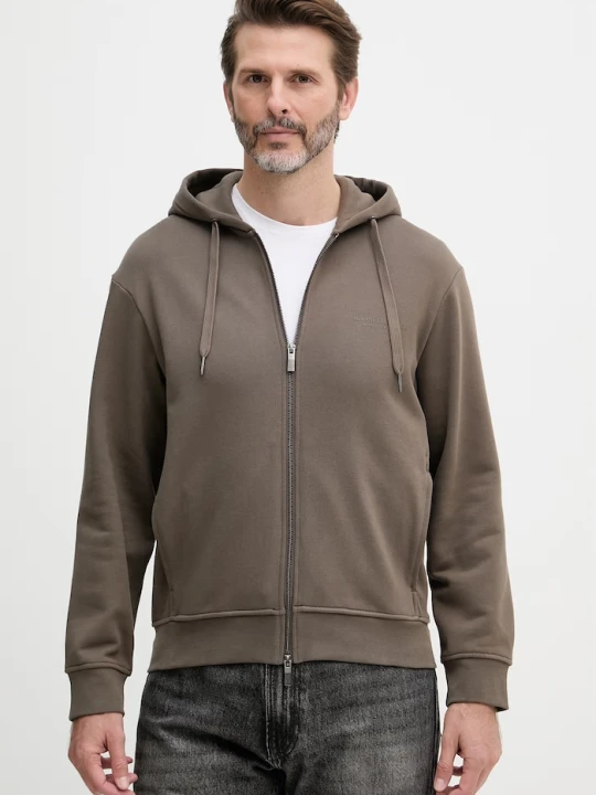 Zdjęcie produktu Armani Exchange bluza rozpinana z kapturem męska bawełniana brązowy