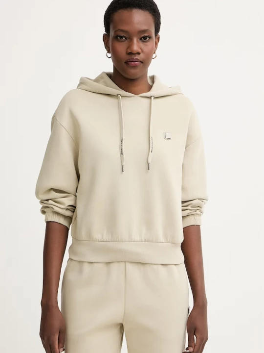Zdjęcie produktu Armani Exchange bluza z kapturem damska bawełniana beżowy