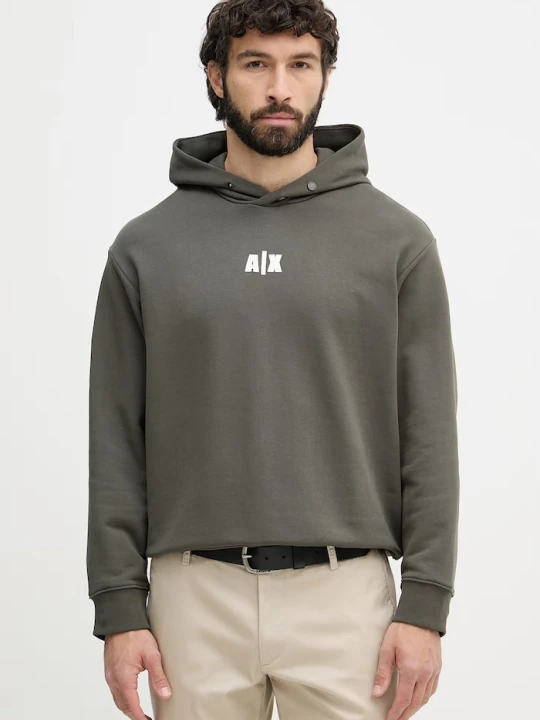 Zdjęcie produktu Armani Exchange bluza z kapturem męska bawełniana zielony