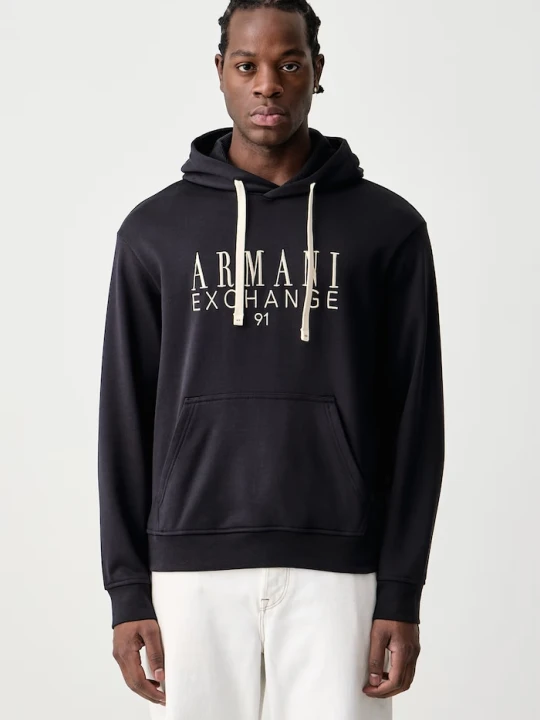 Zdjęcie produktu Armani Exchange bluza z kapturem męska bawełniana granatowy
