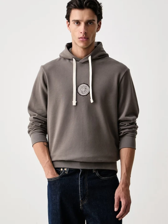 Zdjęcie produktu Armani Exchange bluza z kapturem męska bawełniana z elastanem brązowy