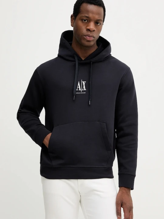 Zdjęcie produktu Armani Exchange bluza z kapturem męska z bawełną granatowy