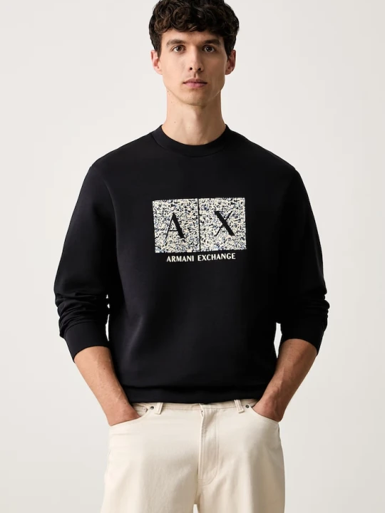 Zdjęcie produktu Armani Exchange bluza z kapturem męska z bawełną granatowy