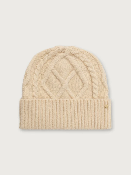 Zdjęcie produktu Armani Exchange czapka beanie damska z dodatkiem wełny beżowy