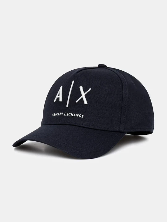 Zdjęcie produktu Armani Exchange czapka bejsbolowa męska bawełniana granatowy