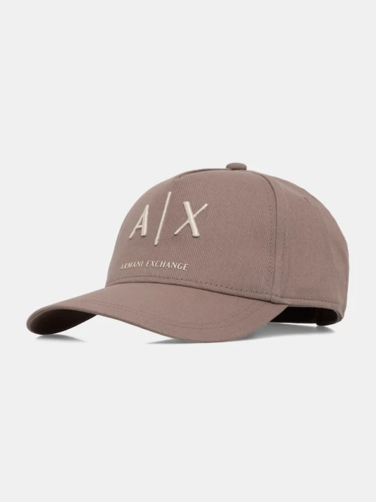 Zdjęcie produktu Armani Exchange czapka bejsbolówka męska bawełniana brązowy