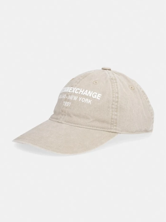 Zdjęcie produktu Armani Exchange czapka bejsbolówka męska bawełniana beżowy