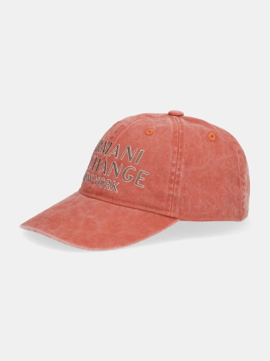 Zdjęcie produktu Armani Exchange czapka z daszkiem bawełniana pomarańczowy