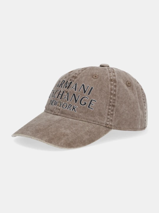Zdjęcie produktu Armani Exchange czapka z daszkiem bawełniana beżowy