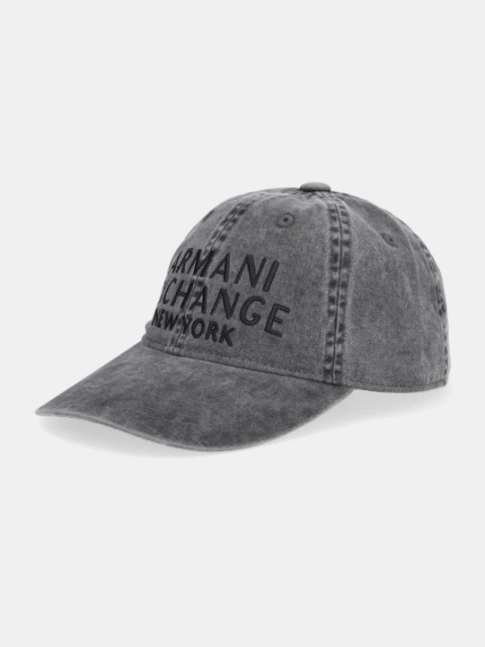 Zdjęcie produktu Armani Exchange czapka z daszkiem bawełniana szary