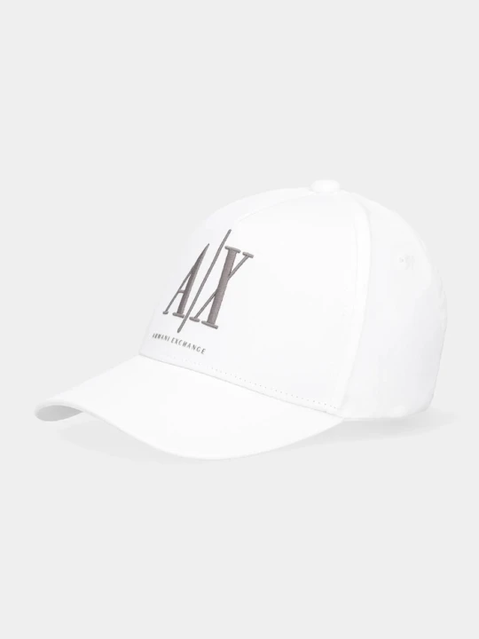 Zdjęcie produktu Armani Exchange czapka z daszkiem bawełniana biały